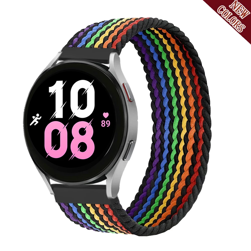 20mm 22mm Braided Loop Strap for Samsung Galaxy Watch 6 4 5 Classic Active 2 nylon smart watch bracelet Amazfit bip watch band