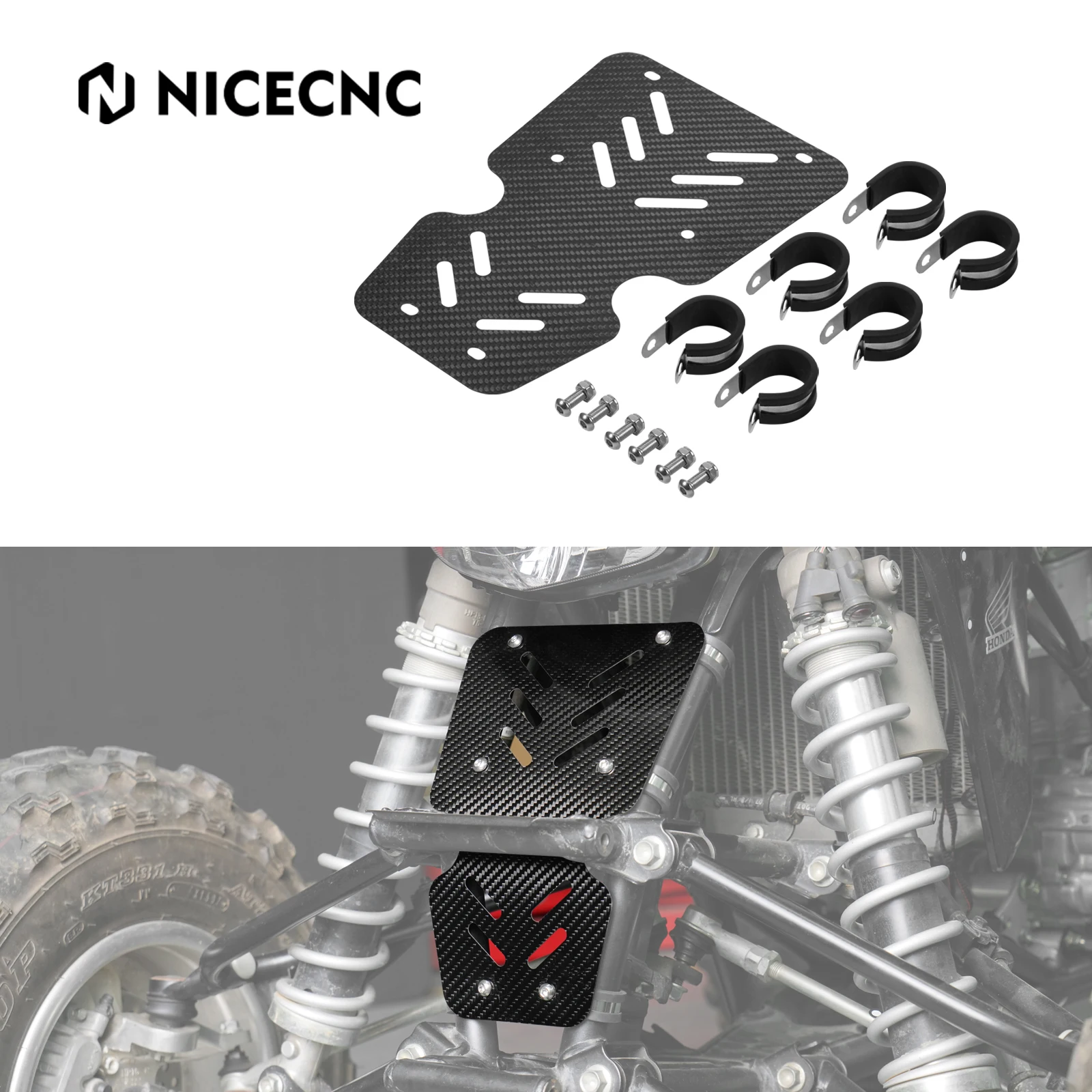 

NICECNC ATV Radiator Mud Guard For Honda TRX450R TRX 450R 450ER TRX450ER 2006-2014 50100-HP1-601ZD Carbon Fiber