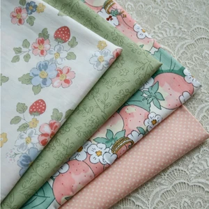 Erdbeer- und Vanillestrauß 160x50 cm, französischer Pastoral -Twill, Baumwollstoff, Kleid, Kleidung, mach es 12 Hauptverkaufs Erdbeerstoff - №7