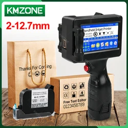 12.7mm Handheld Inkjet Printer Black Quick Drying Ink QR Batch Date Number Logo Time Date Coding Portable Machine Multilingual
