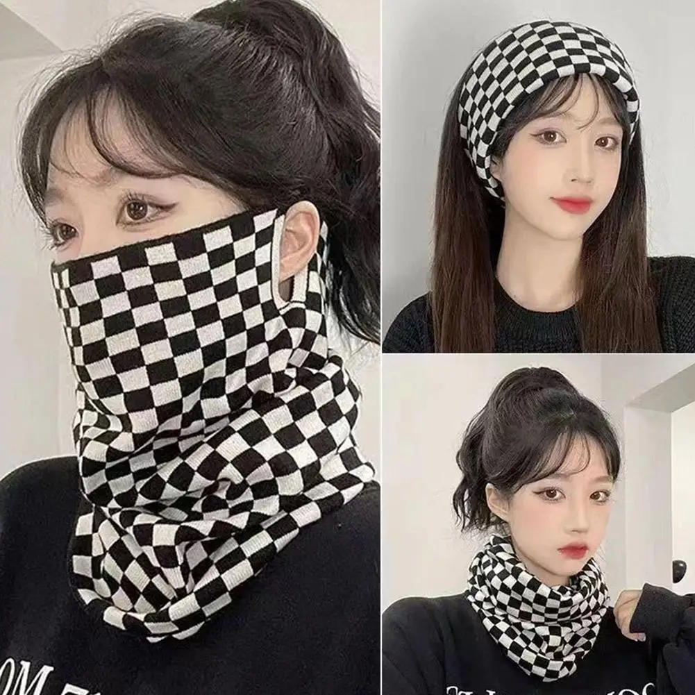 

3 в 1, женский термоподвесной шарф для ушей, зимняя теплая защита шеи, вязаные шейные платки, ветрозащитные велосипедные чехлы для лица, повязка на голову