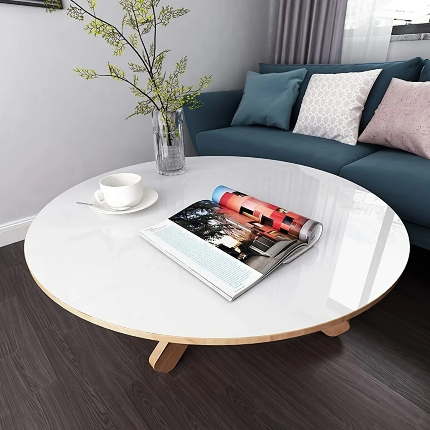 55cm Width Glossy Vinyl Wallpaper for Waterproof Wall Stickers Bathroom Table Kitchen Self-Adhesive Sticker for Furniture Decor