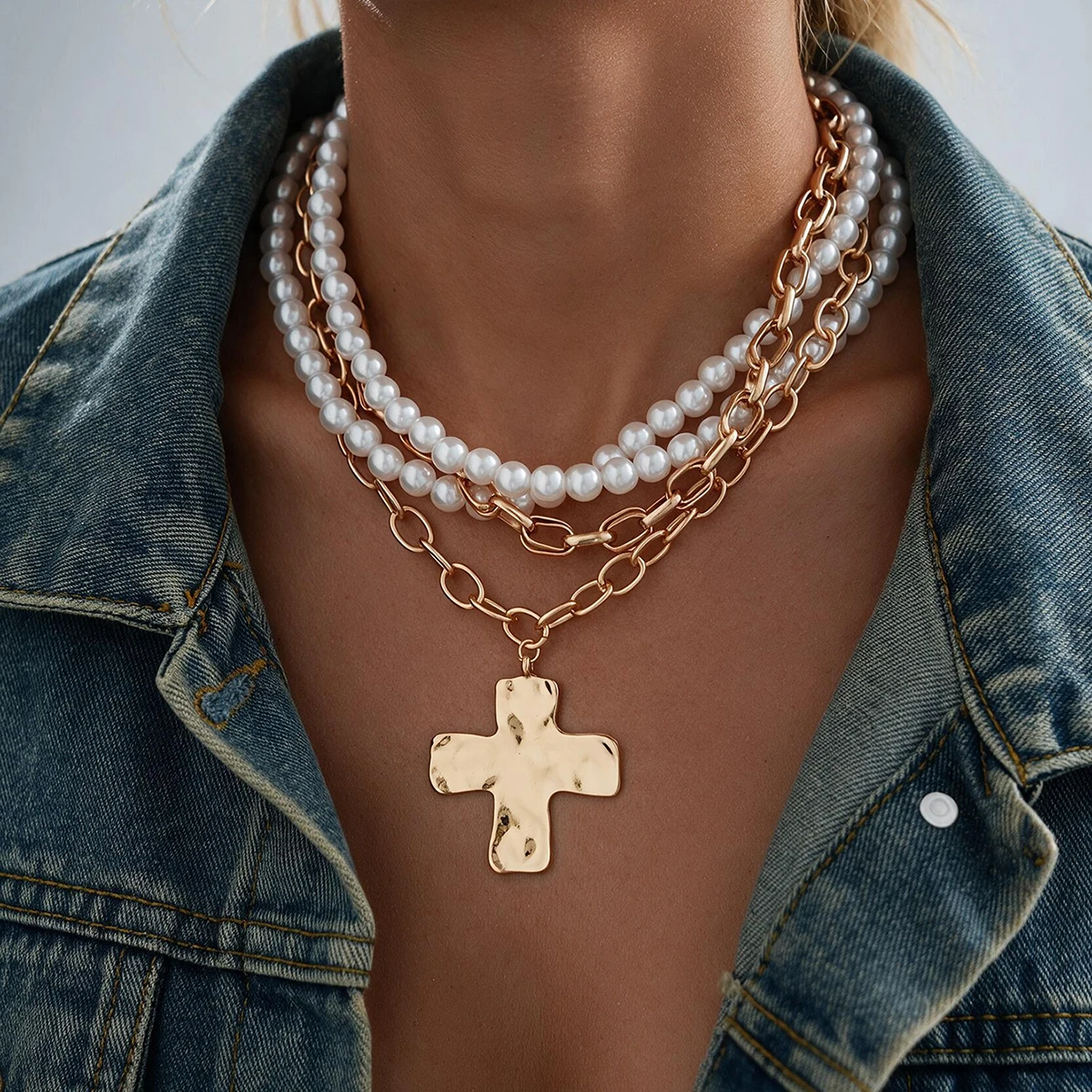 4-teiliges Vintage-Set mit unregelmäßigen Perlenketten für Damen, elegante Luxus-Barock-Perlenanhänger-Halsketten, Urlaubs-Statement-Schmuck, neu – Detail 5