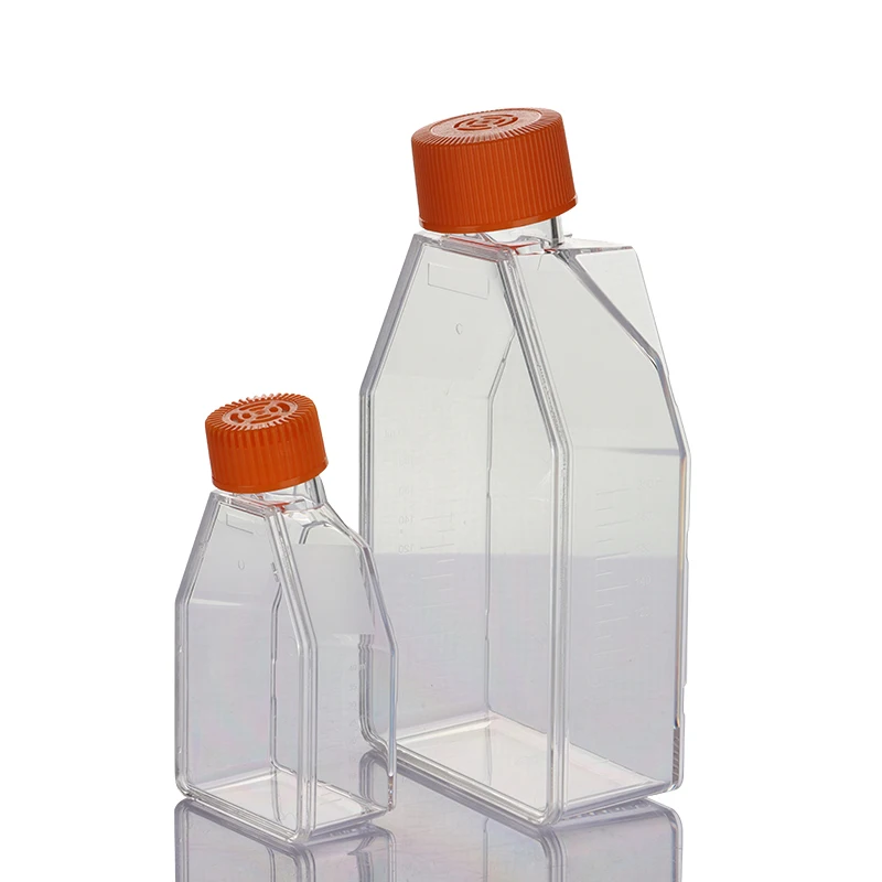 Bacterial culture square bottle rectangular torticollis screw-hole T75 adherent cell bottle T25 sealed breathable cap Vacuum