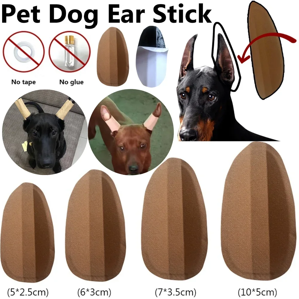 Pegatinas correctivas prácticas para las orejas de perro, parche para levantamiento de orejas de mascotas, hierba de calcio y leche, pegamento de arco transpirable sin pegamento para Doberman Corgi