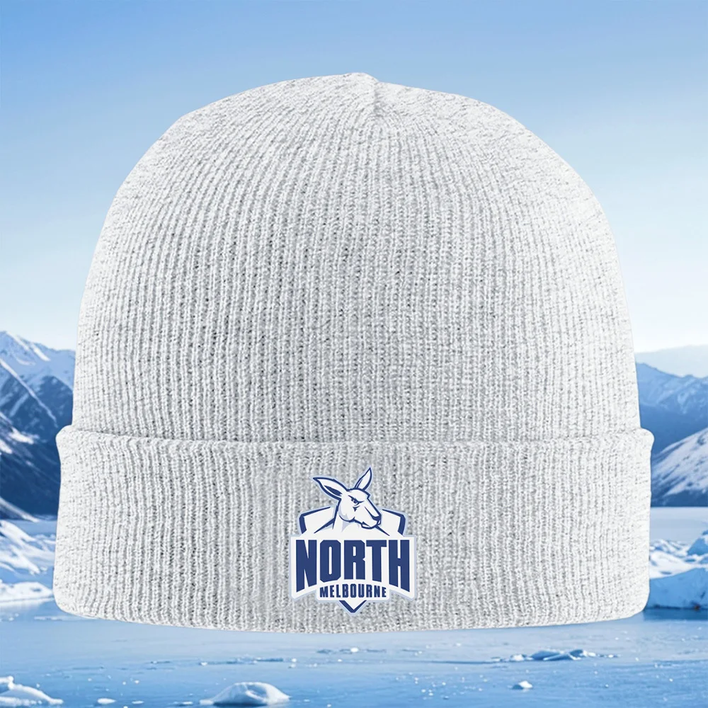 الكنغر مع الكلمات، شعار نورث ملبورن للرجال والنساء للجنسين قبعة محبوكة قبعة صوفية قبعة شتوية حرارية دافئة لعيد الميلاد في الهواء الطلق #3