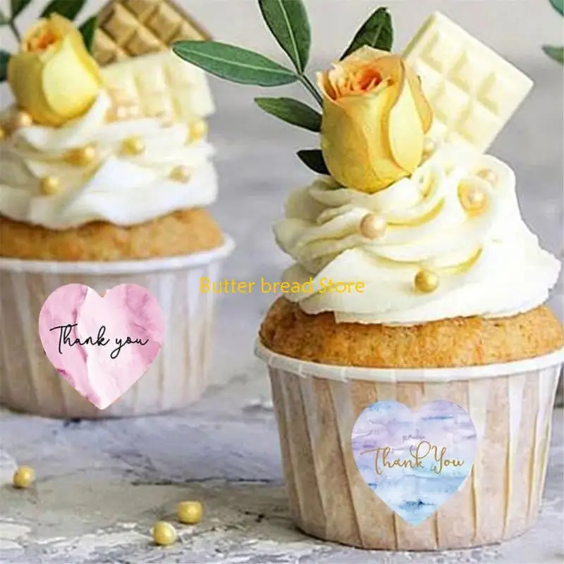 W89C 500COUNTS شكرًا لك ملصقات ختم القلب 1INC