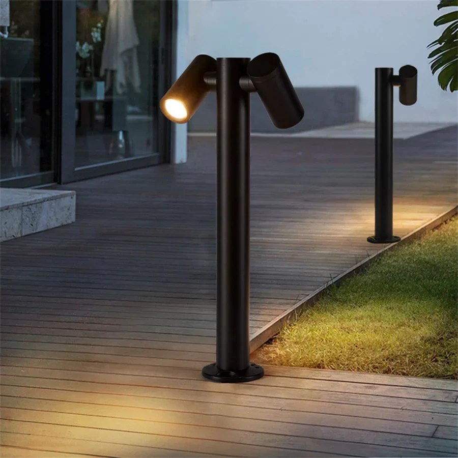 Double Head Waterproof LED Garden Pathway LED Spotlight Aluminum Courtyard Post Light Outdoor landscape lawn Column Lamp