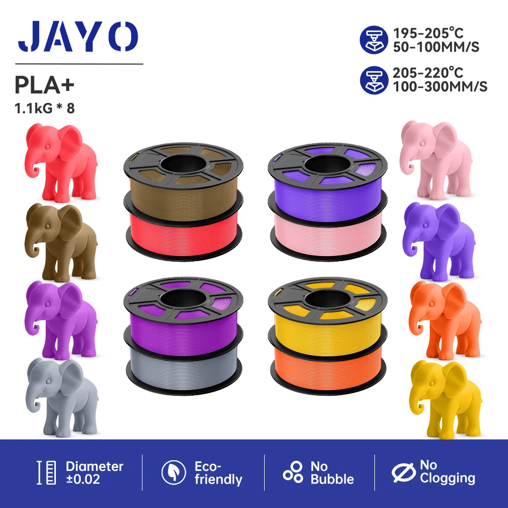 

JAYO pla plus нить для 3d-принтера 8 рулонов 1,75 мм pla + многоцветный комбинированный набор без пузырьков FDM 3D-принтер Материалы DIY Подарок