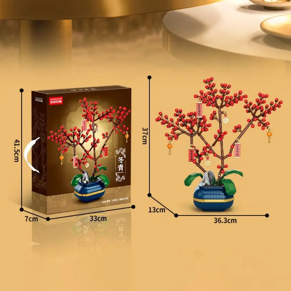 

Пластиковые строительные блоки для сборки: креативная модель бонсай в виде цветущей сливы ручной работы, подарок