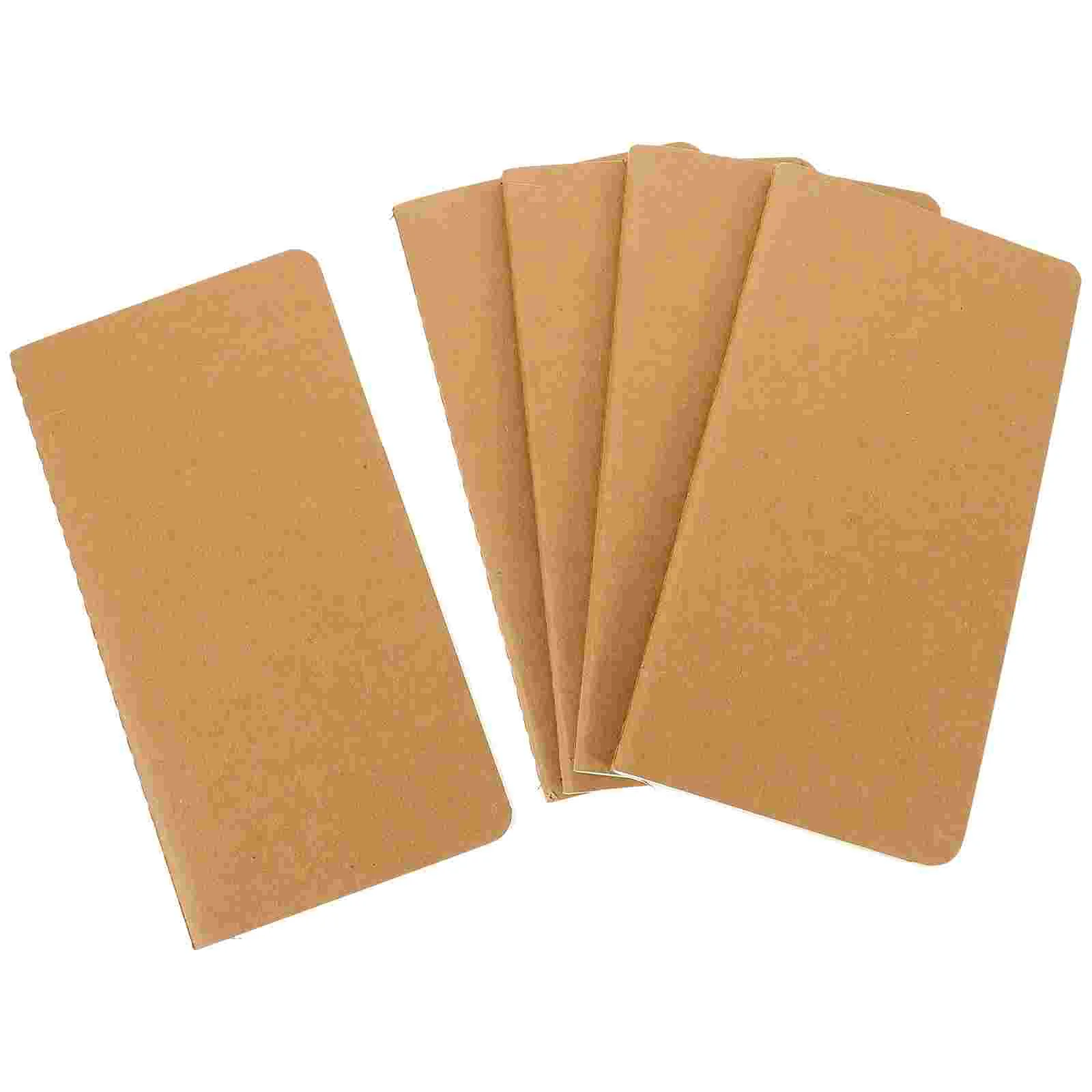 5 Pcs Travel Notebook Stylish Student Supply Pocket Blank Planning Notebooks Writing Kraft Paper Loose Leaf Notepad High-grade