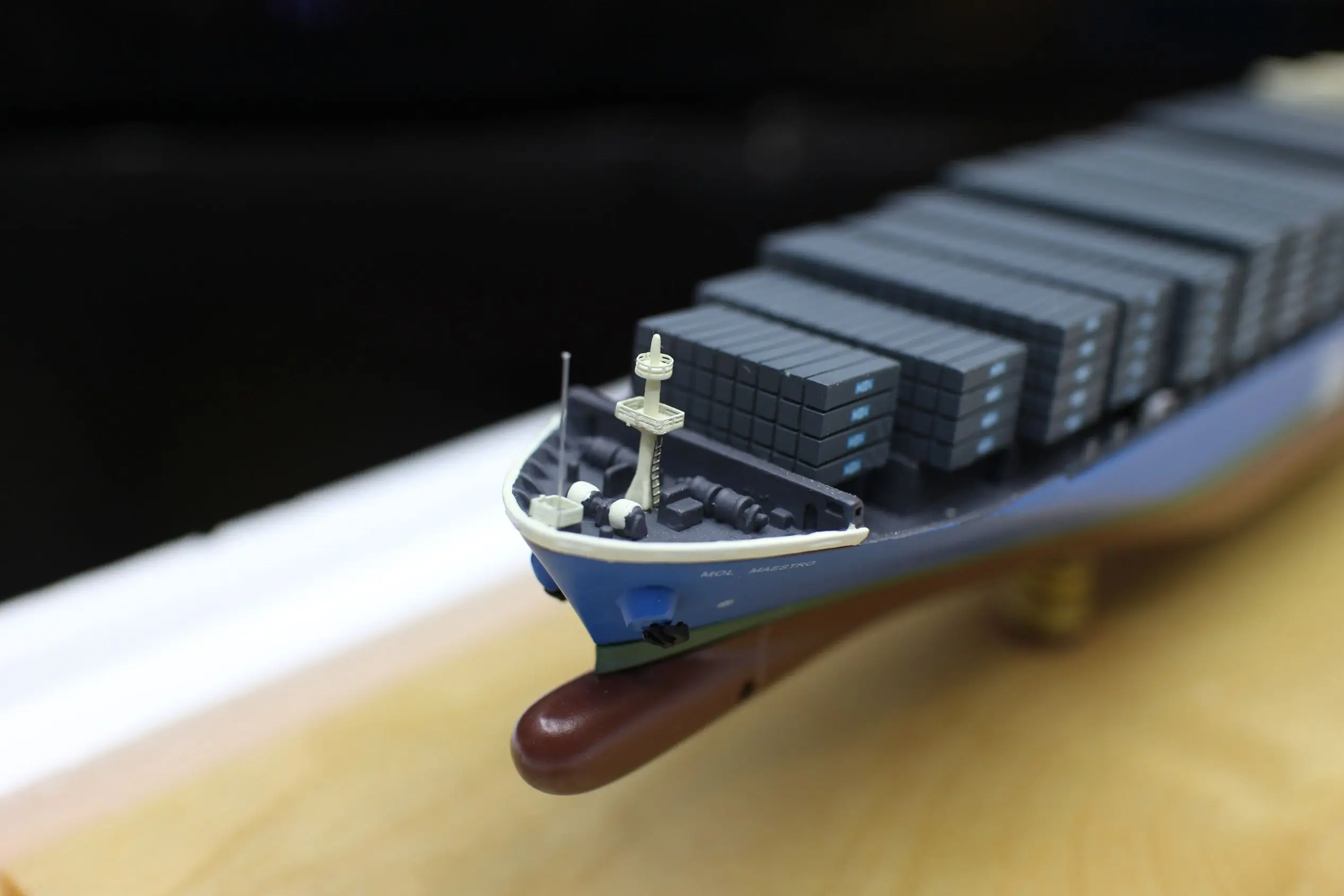 Modelo de barco de carga Mol Maestro Panamá, modelo de resina a escala 1/400, hecho a mano