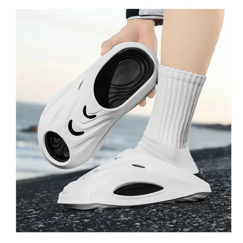 Unisex Curved Hollow Platform Slide Sandals, Lightweight Quick Dry EVA Slip On Water Slippers For Beach Shower Camping view 6