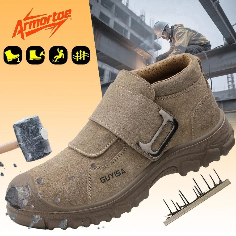 

ArmorToe Suede Leather Safety Shoes Men Anti-Impact Puncture Proof Heat Spark Resistant All Season Work Boots #Armor2770