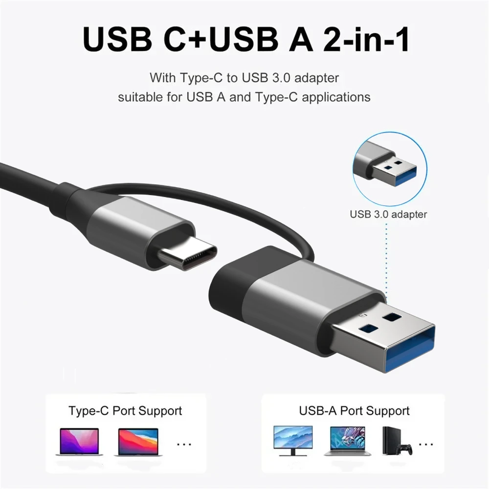 8 in 2 USB Type C USB 3.0 HUB Docking Station with 3.5mm Jack Audio Adapter Micro SD/TF Card Reader for Macbook Laptop Tablet