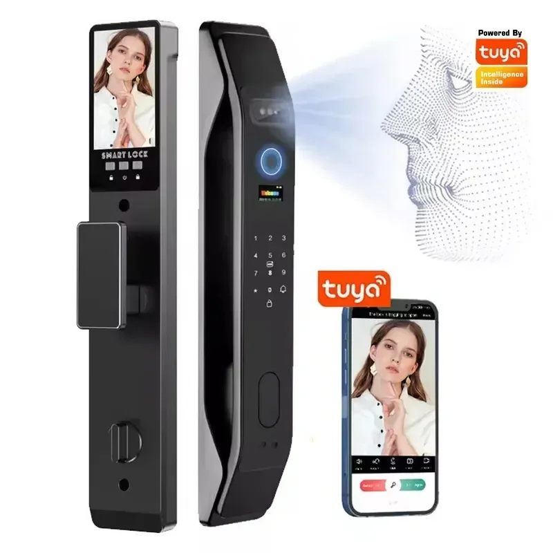 Tuya Password Electronic Home Door Lock Household Entrance Door Fingerprint Lock Facial Recognition Smart Lock Visual
