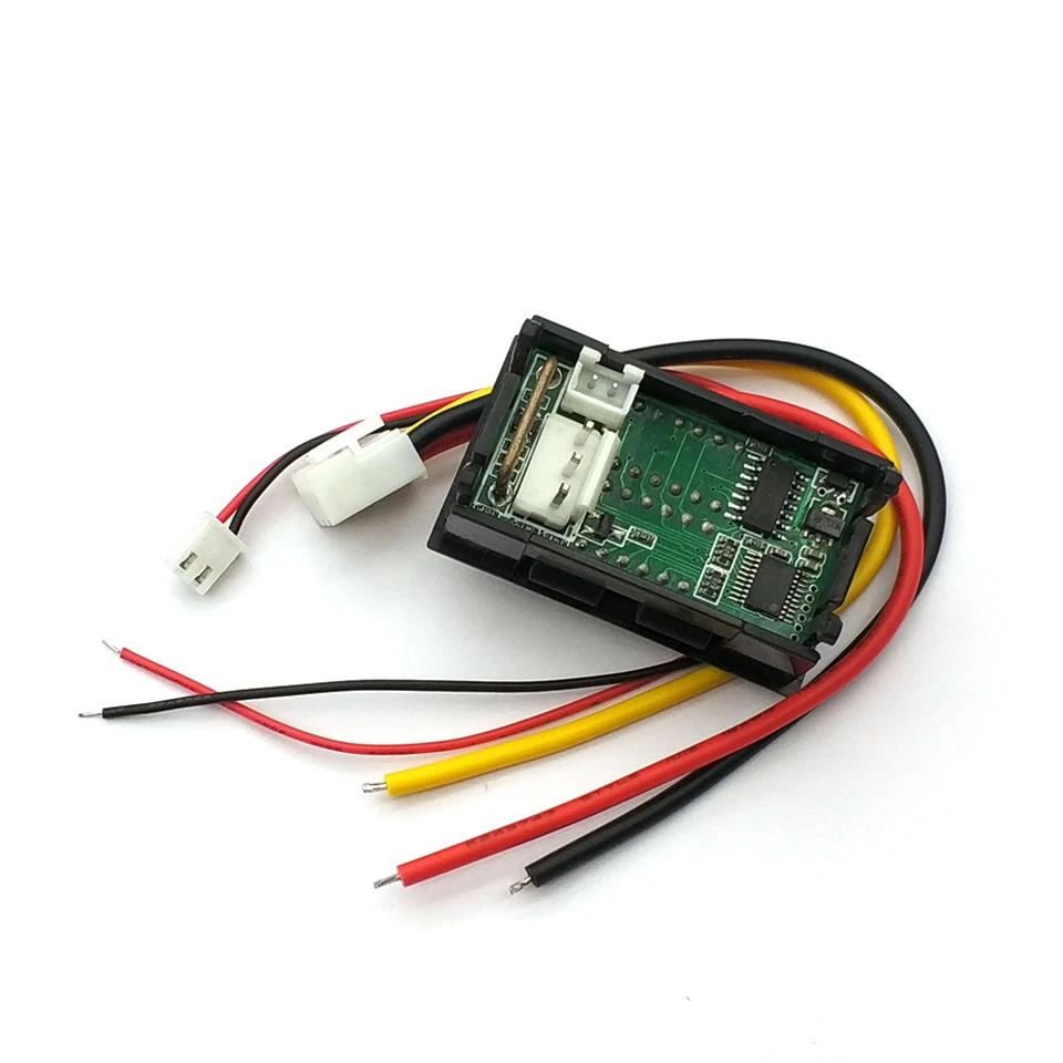 Mini Voltímetro Digital com Dual Display LED, Amperímetro, Tensão, Corrente, Medidor, Tester, Azul, Vermelho, 4 Bit, 5 Fios, DC 100V, 10A, 0,28 em