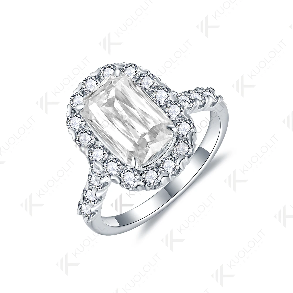 Kuololit 4CT متقاطع مويسانيتي الدائري للنساء الصلبة 18K 14K 10K الذهب Enlong وسادة قطع الدائري لهدايا المناسبات الخطوبة