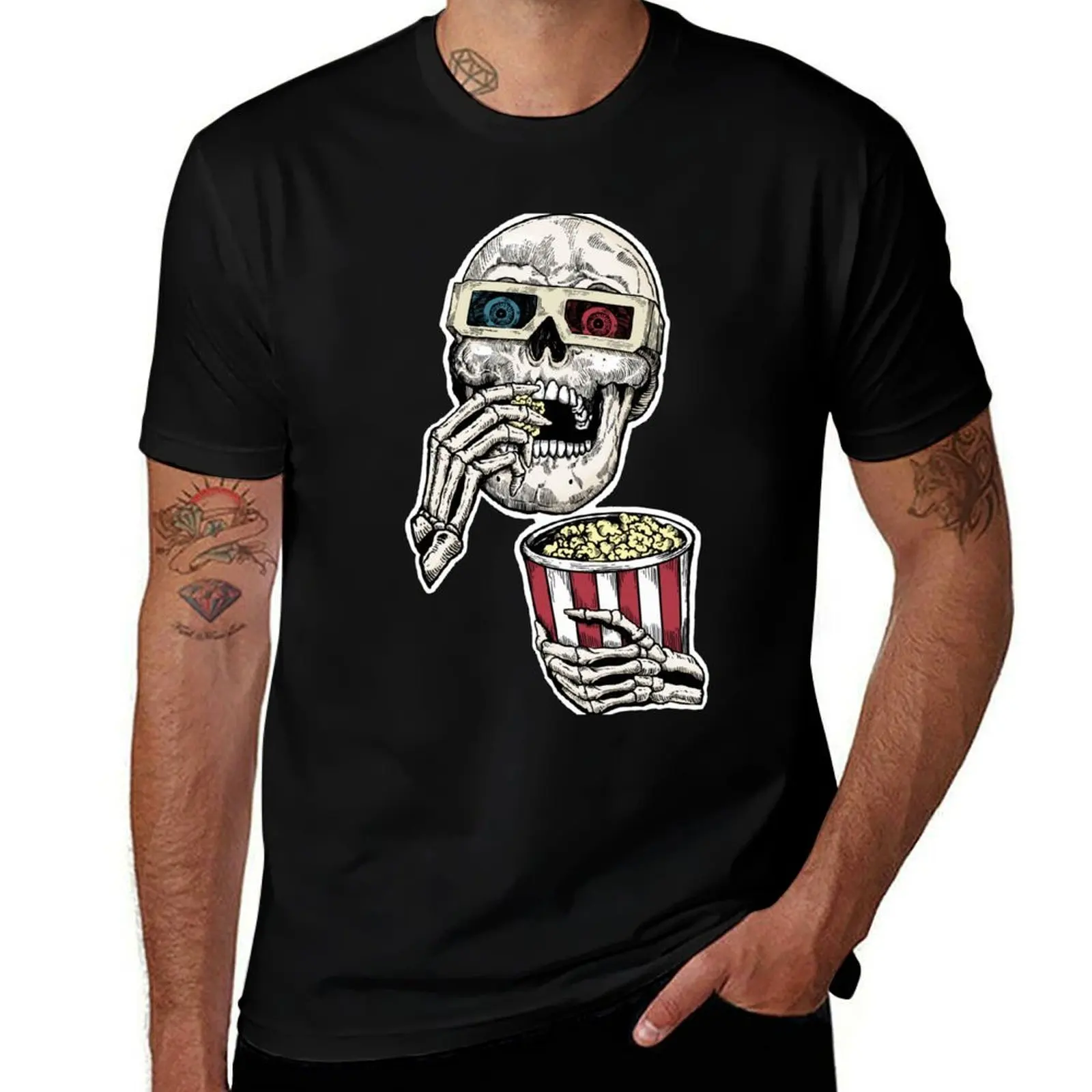 3D Skull and popcorn T-Shirt graphic t shirt vintage plus sizes luxury designer plain Men's clothing