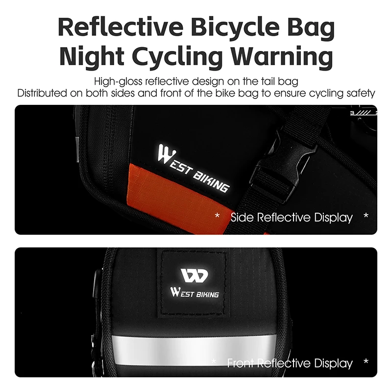 WEST BIKING Bike Saddle Bag Storage Cycling Seat Tail Rear Pouch Bag Accessory Kit Tool Pannier Reflective Cycling Accessories