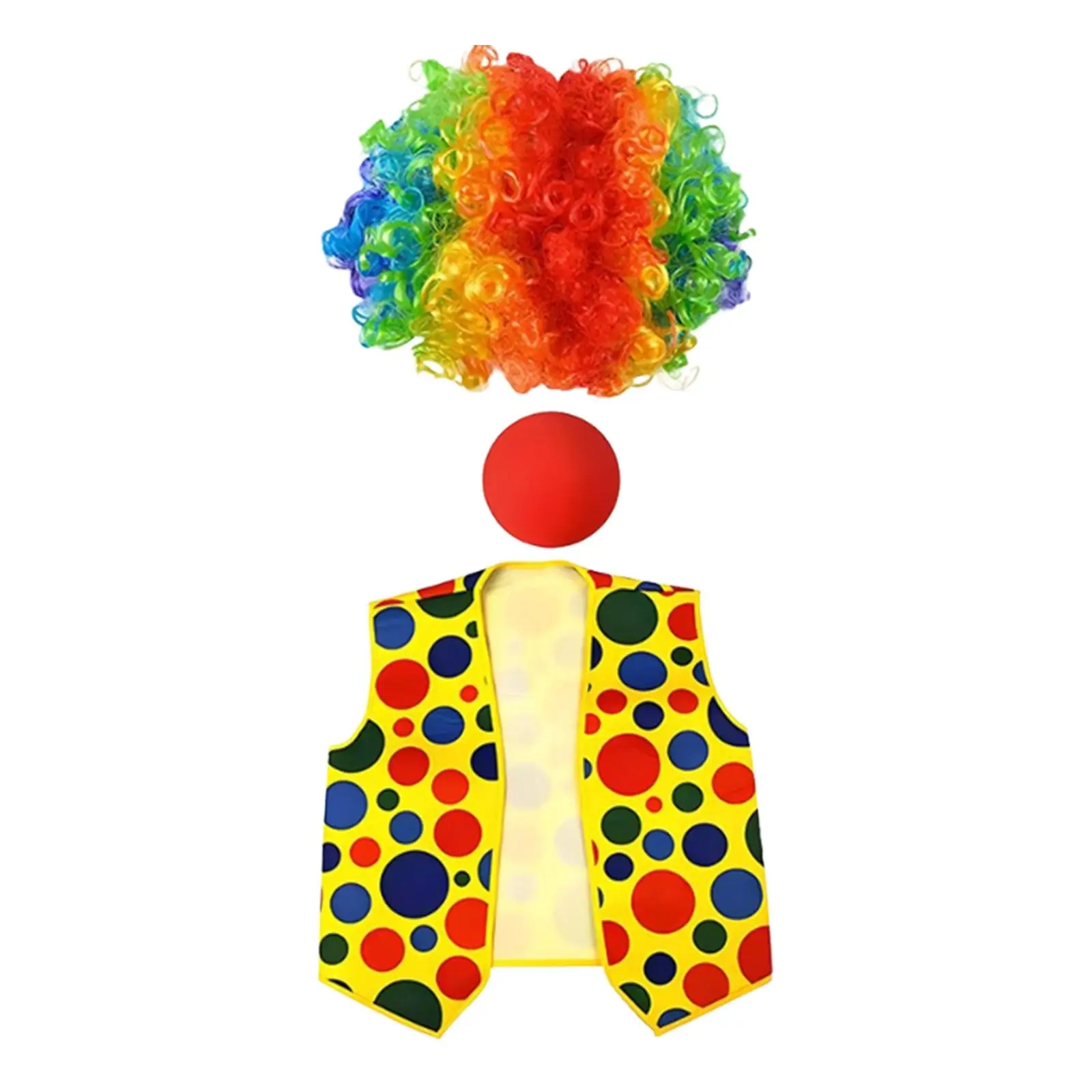 3-teiliges Clown-Kostüm-Set für Erwachsene, Kostüm für Halloween-Bühnenauftritt