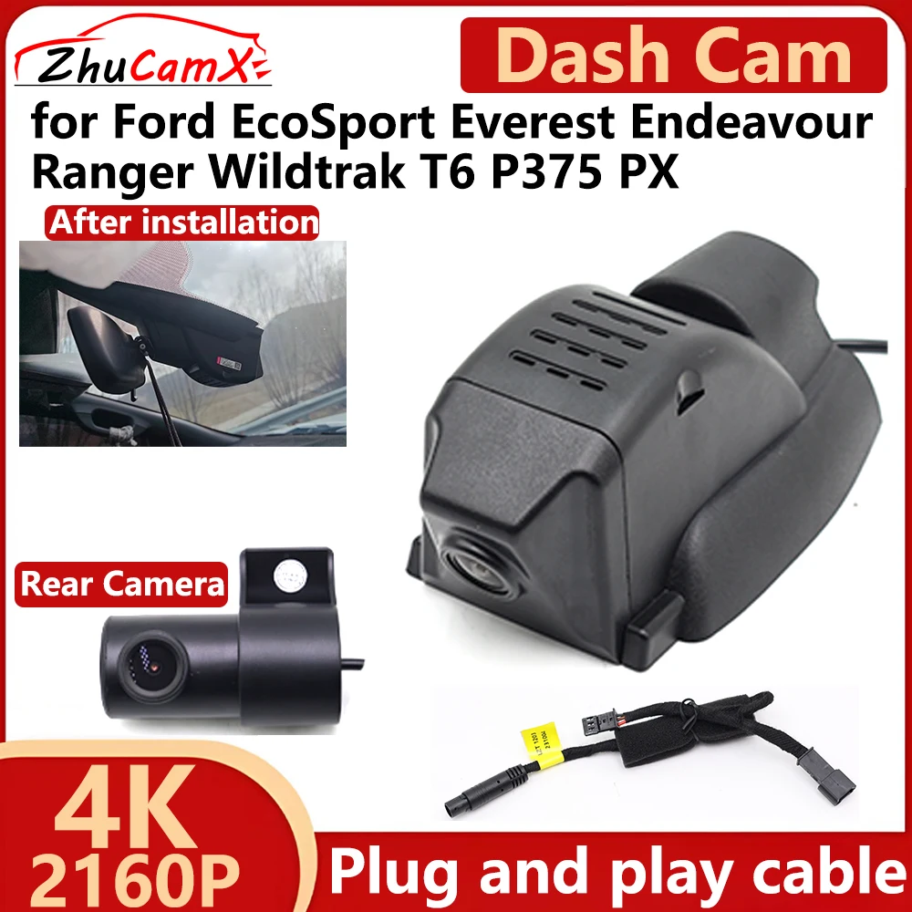 ZhuCamX for Ford EcoSport Everest Endeavour Ranger Wildtrak T6 P375 OEM 4K 2160P Car DVR Dash Cam Camera Night Vision Recorder