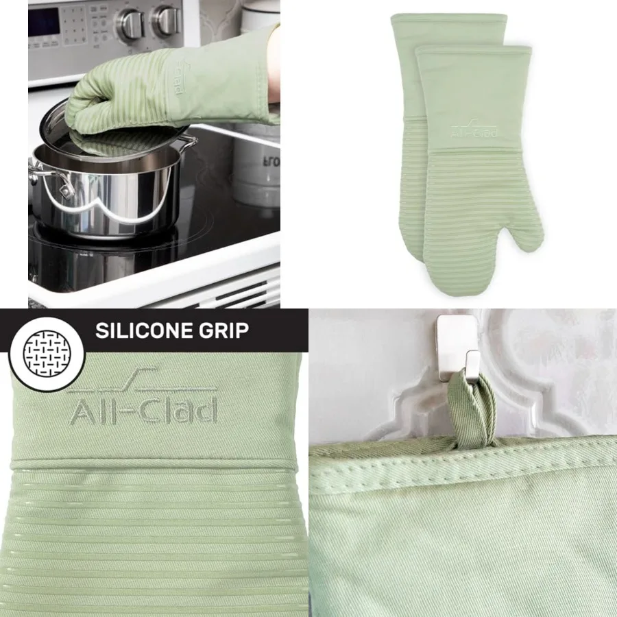 

Silicone Oven Mitts: Heat Resistant up to 500 Degrees - 100 Cotton Silicone, 14x7 Oven Mitt for Kitchen and Barbeque