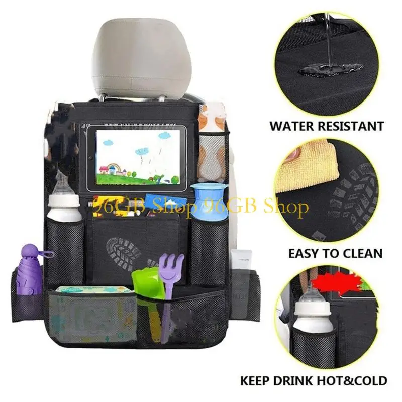 96GB Vehicle Back Storage Bag Waterproof Oxford Fabric Organizers Nonslip Hook Suitable For SUVs Sedans MPVs