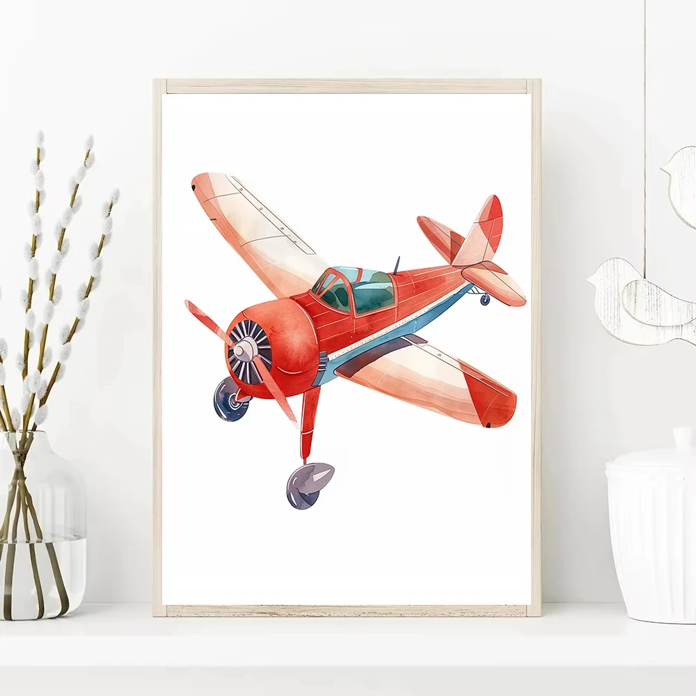 Helicopter Fire Truck Tractor Airplane Rocket Canvas  Poster Nordic Wall Art Picture Kids Room Nursery Home Decor
