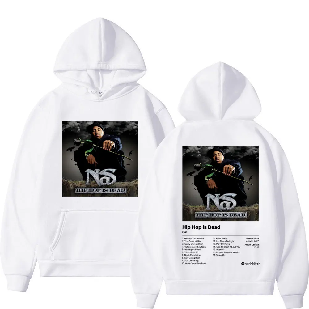 Rapper NAS Music Album Hip Hop Ls Dead Print felpa con cappuccio Fashion Rap Vintage felpe con cappuccio uomo donna Casual felpe oversize