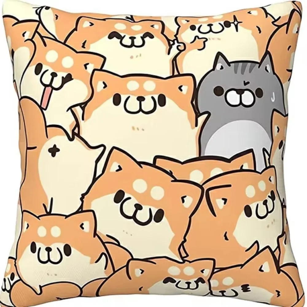 

Cute cartoon animals throw pillow covers with digital printing of short plush fabric Car-shaped sofa cushion office Home decor