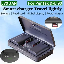 LVXUAN D-LI90 Battery Charger with Card Deading function,For Pentax 645D,645Z,K-01,K-1,K-1 II,K-3 Mark III,K-5,K-5 II cameras