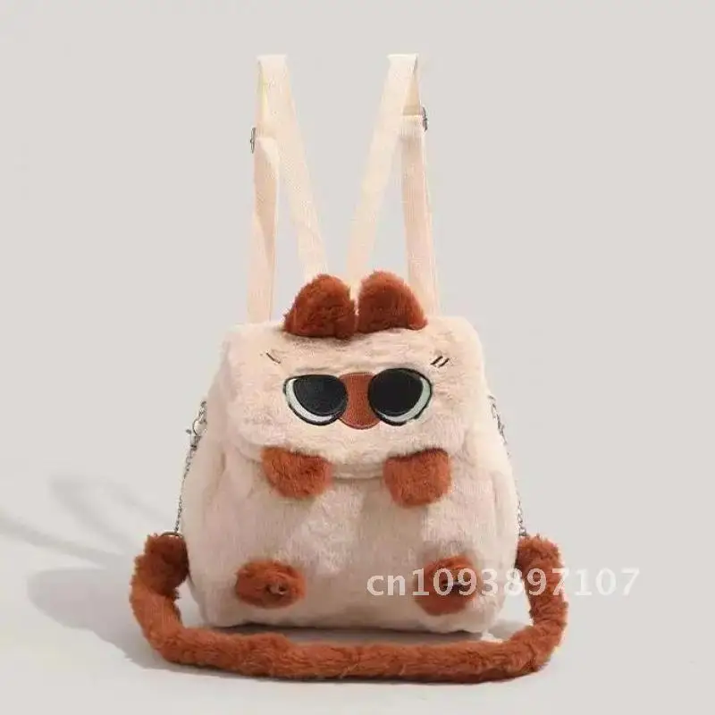 2024 outono/inverno moda nova pelúcia bordado forma gato para mulheres idosas originais designer mochila mini bonito sentido