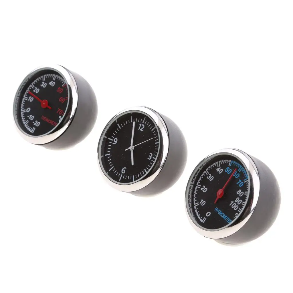 3PCS/Set Digital Car Hygrometer Clock Fit Autos Time