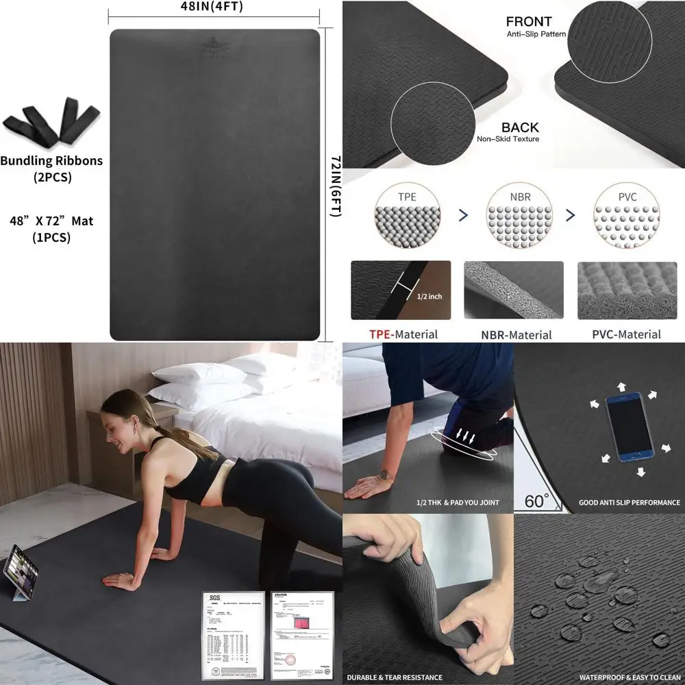 

Очень толстый коврик для йоги 6x4 для пилатеса, домашнего спортзала и нескользящих тренировок