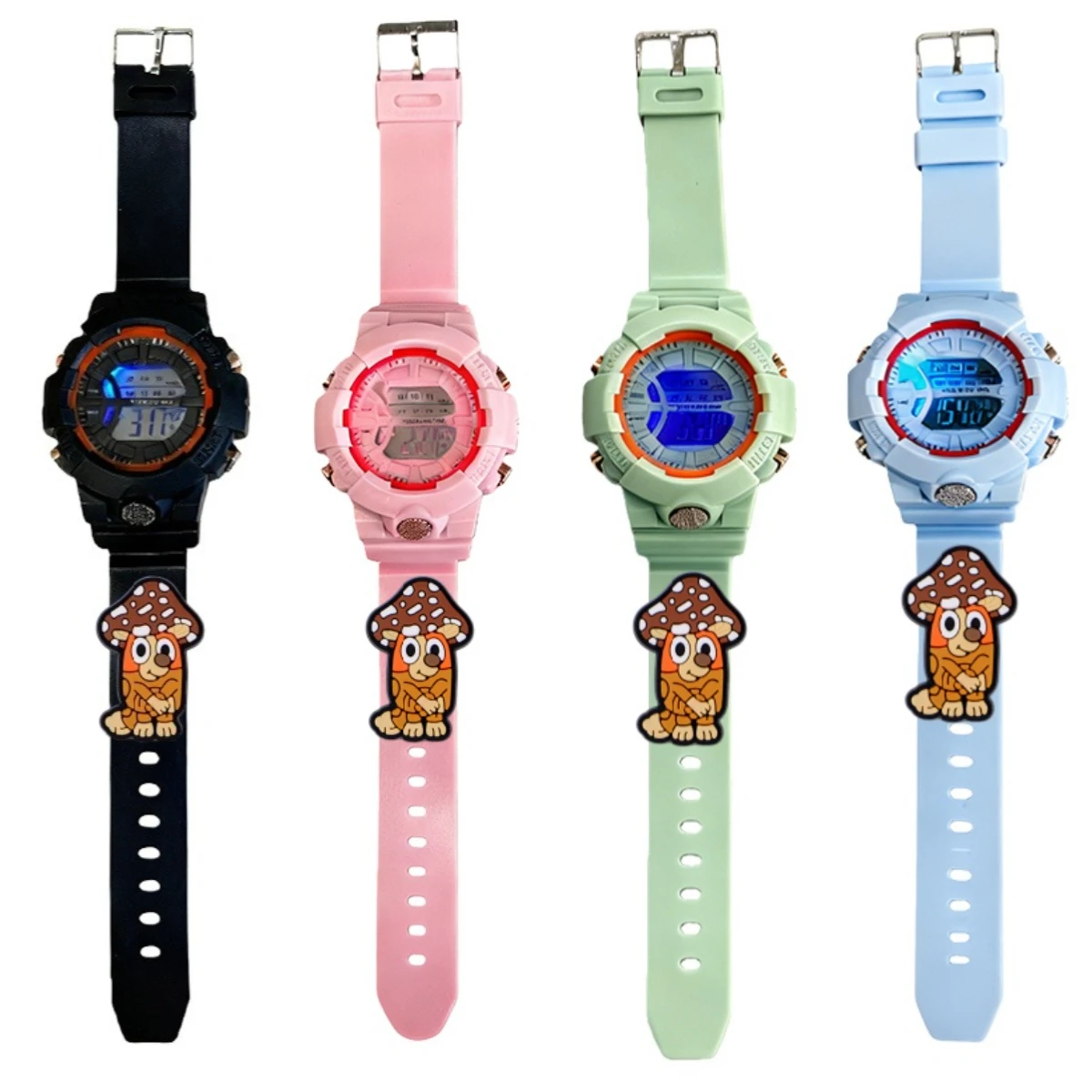 Relojes electrónicos familiares de dibujos animados de Bluey Bingo, Esfera luminosa de Color, reloj luminoso multifunción resistente al agua para niños, nuevo regalo