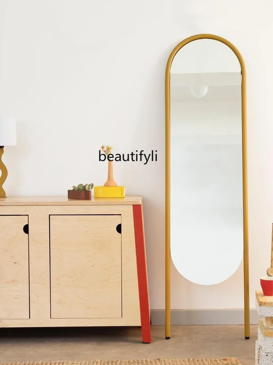 LZZ Minimalist Creative Design Dressing Mirror Floor Mirror against the Wall Full-Length Mirror