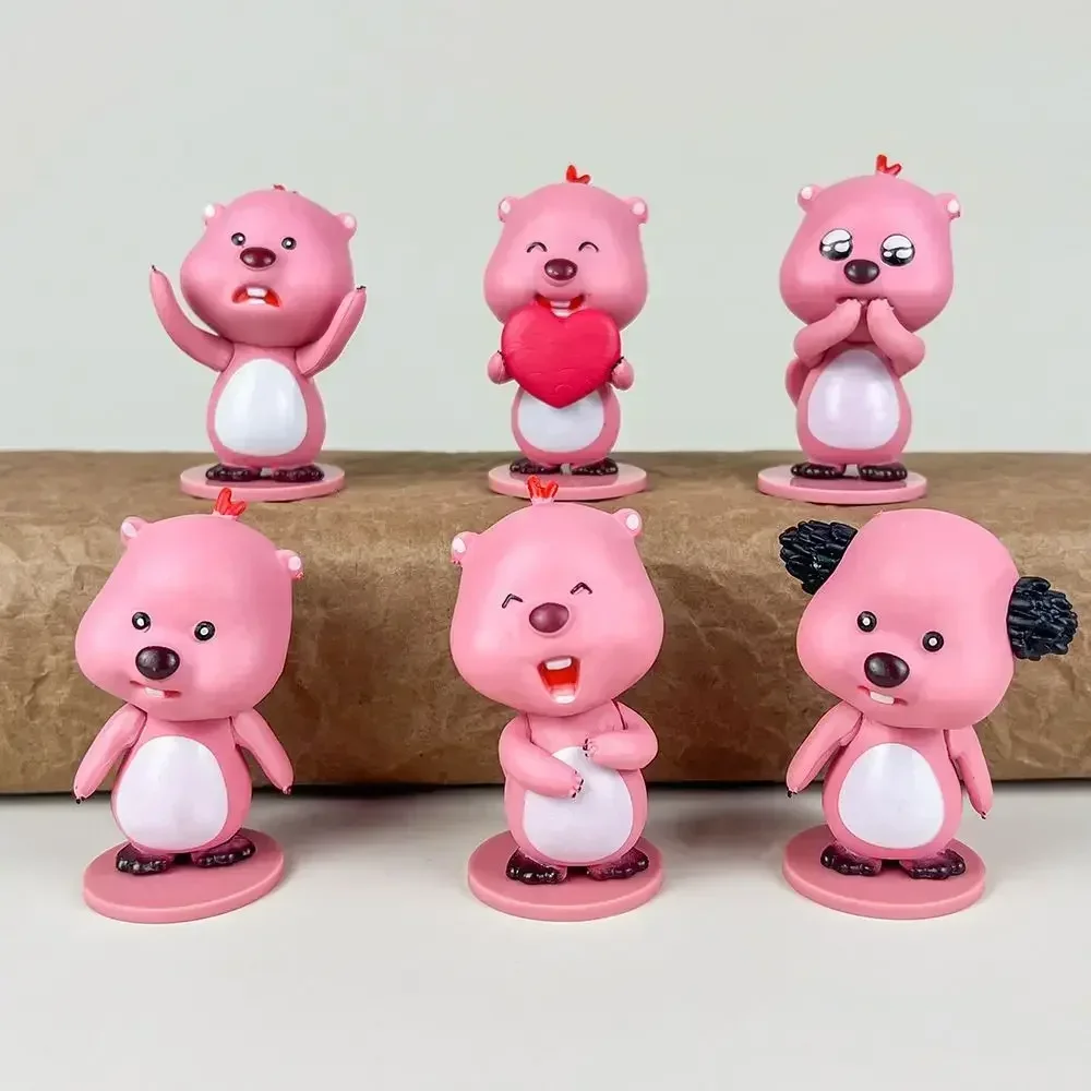 4styles 6Pcs/set Loopy Ruby Anime Action Figures Kawaii Cute Beaver Cartoon Collection Pvc Model Doll Christma Ornament Gift Toy