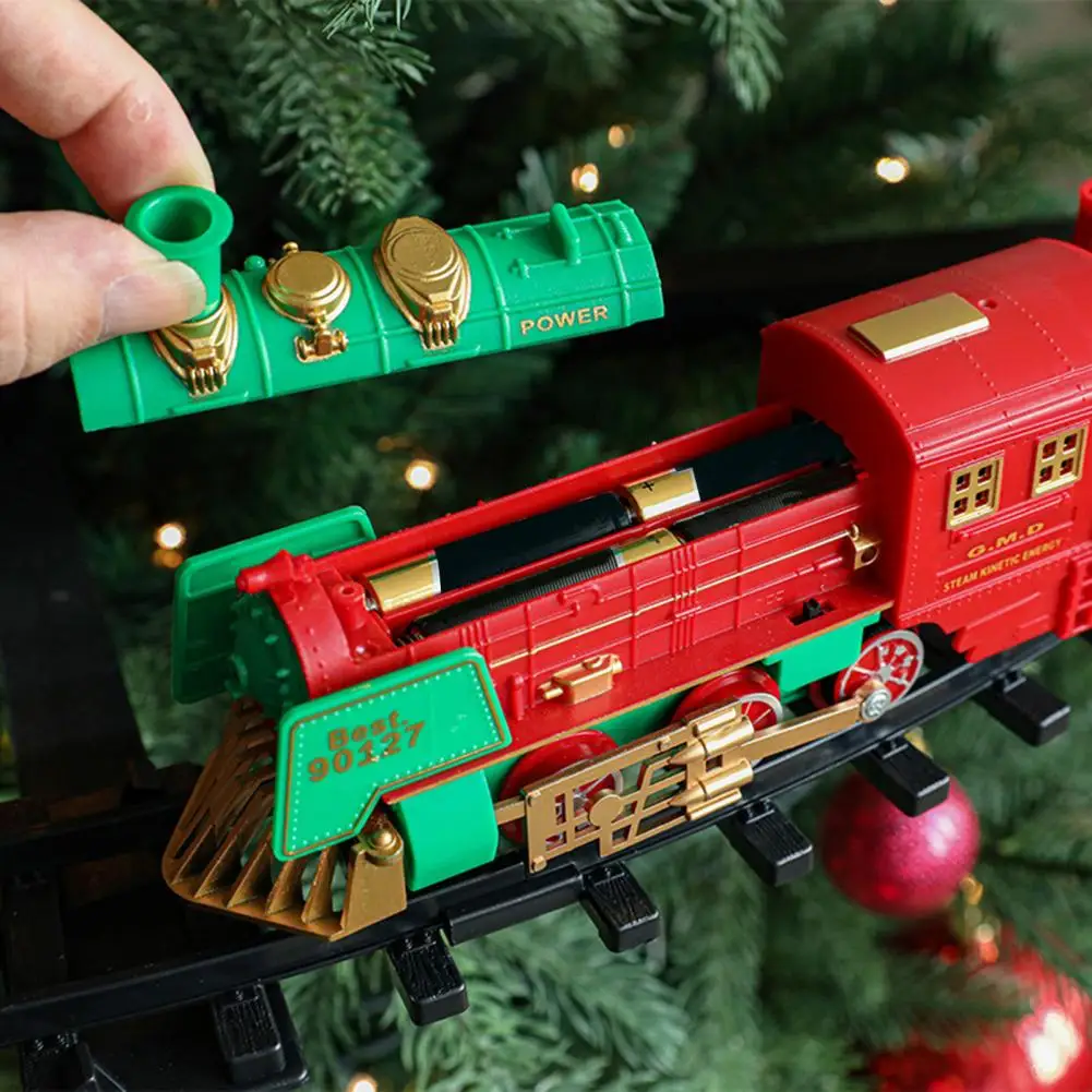 Kids' Christmas Tree Train Set Electric Christmas Train Set for Kids Holiday Toy Train with Hanging Railroad Track Xmas Tree