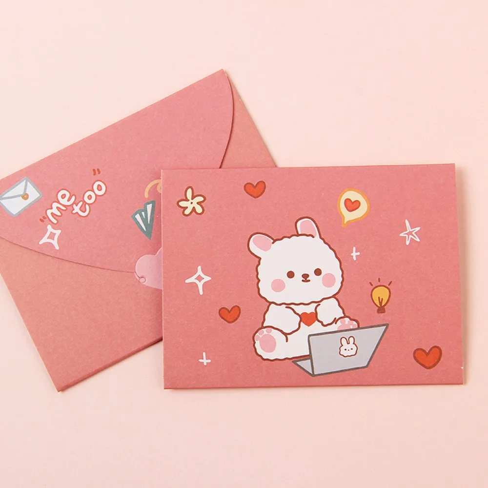 Bear Rabbit Blessing Thank Envelope Foldable Ins Decoration Letter Paper 9 Styles Cartoon Cartoon Greeting Card