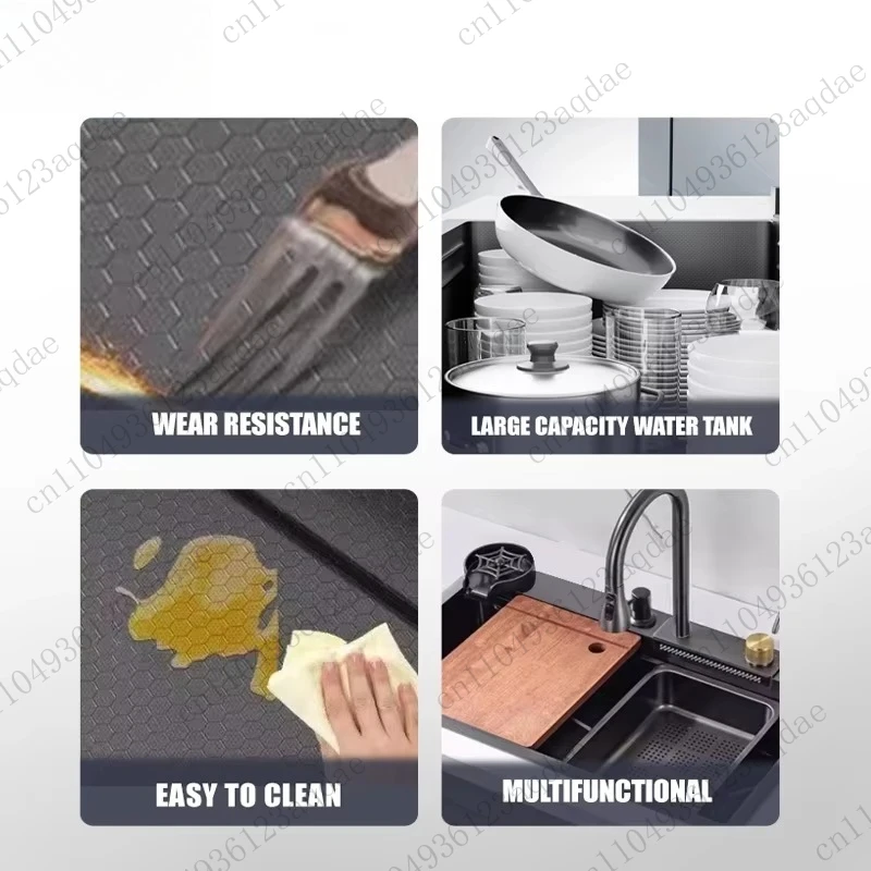 Sink Modern Multifunctional Single-bowl Stainless Steel Kitchen Design with Waterfall Feature, Perfect for Contemporary Styles.