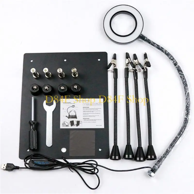 D84F Stable Clamp Helping Hands Soldering Station with Light For Electronic Component