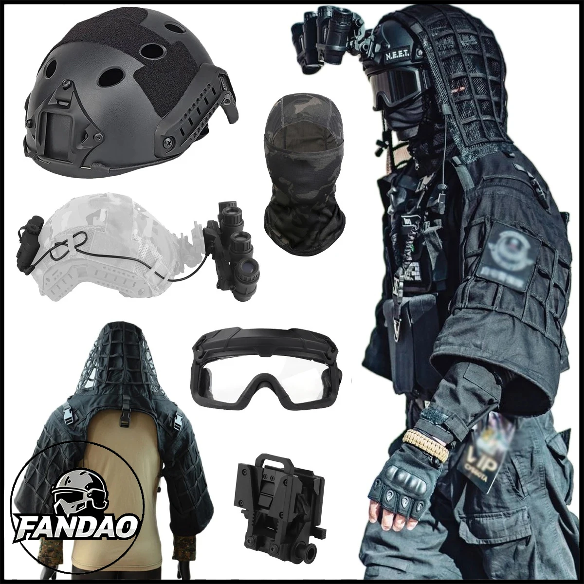 

Tactical Airsoft Helmet Set with Camouflage Suit NVG Model Goggles Mask L4G24 for Outdoor Hunting CS Paintball Shooting Sports