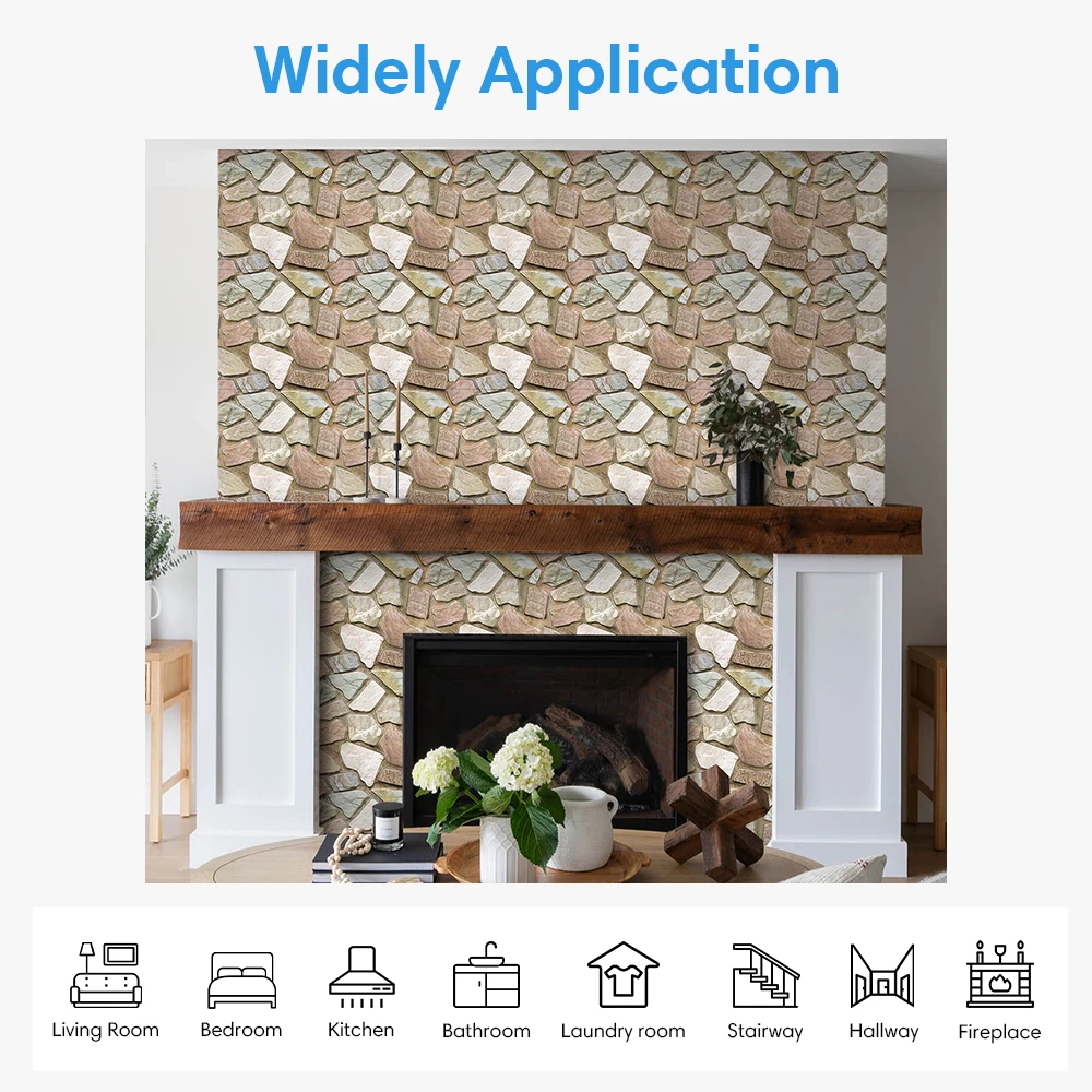 10/20 Pcs, 3D Faux Stone Peel and Stick Wall Panels, PVC Waterproof Wall Stickers ,Kitchen, Bathroom Wall Decoration, Backsplash image 5