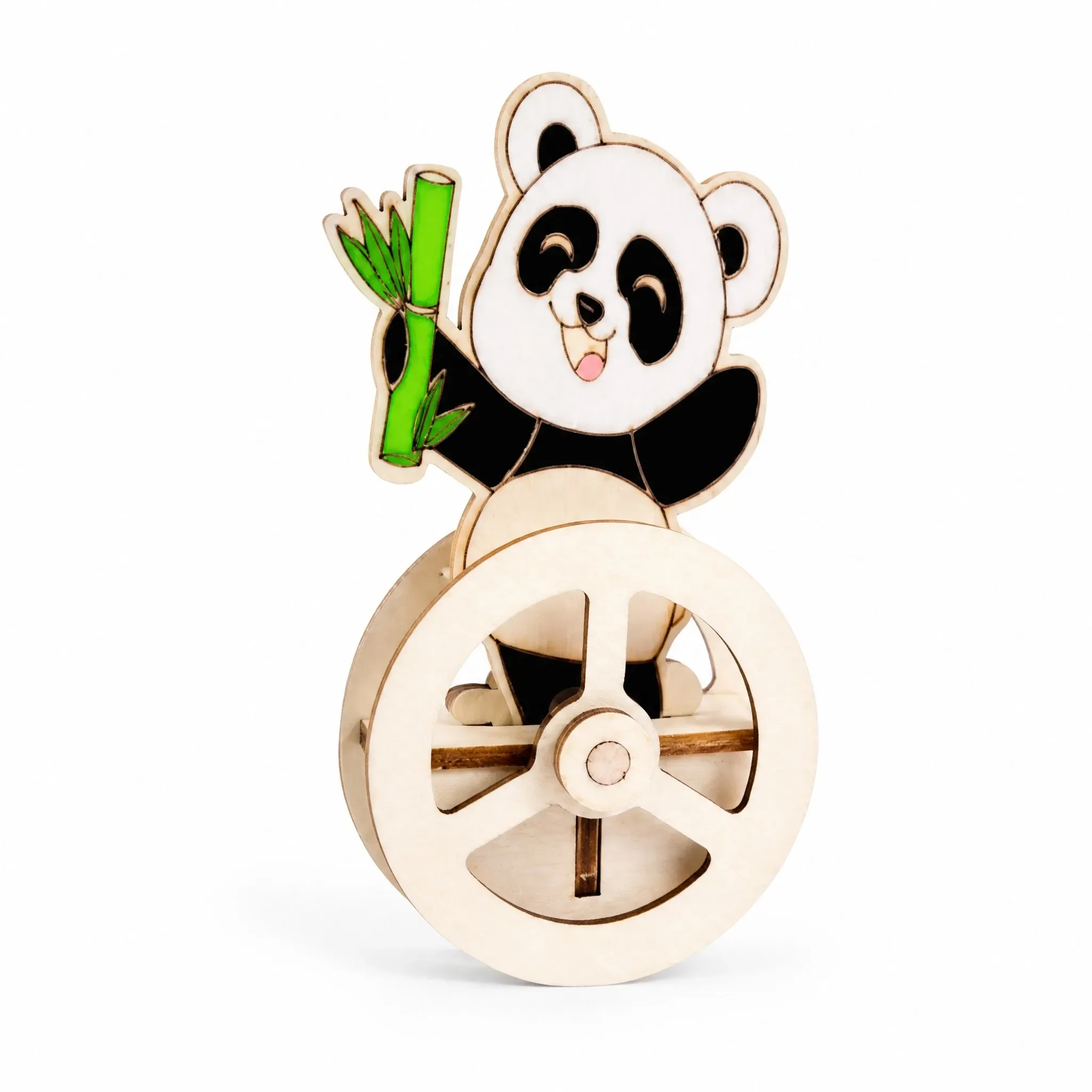 Wooden Panda Balance Model DIY Kit STEM Physics Experiment Rolling Toy Assembly Educational Gift for Kids Students Classroom Set