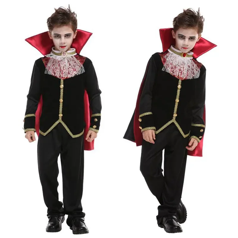 Umorden-Costume de Vampire Gothique Effrayant pour Garçons, Cosplay pour Enfants, ixd'Halloween, Masade Tim Mardi Gras, Robe de Barrage B-0153