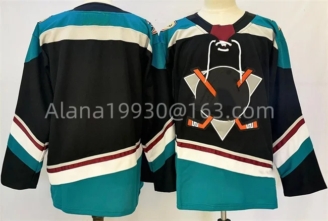 

Custom Ice Hockey Stitched Jersey Name Number Getzlaf Zegras Selanne Kariya Jersey For Men Women Youth Black Orange