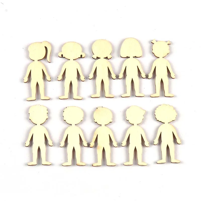 

20Pcs 2.2x4.9cm natural Wooden Slices Boy/Girl DIY Scrapbook Wood Ornaments Handmade Arts And Crafts Supplies Home Party Decor