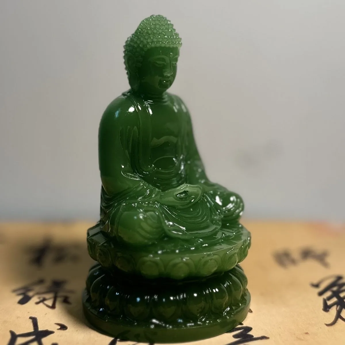 12cm Hetian Jade Carved Guanyin Buddha Statue Home Decor Car Feng Shui Ornament
