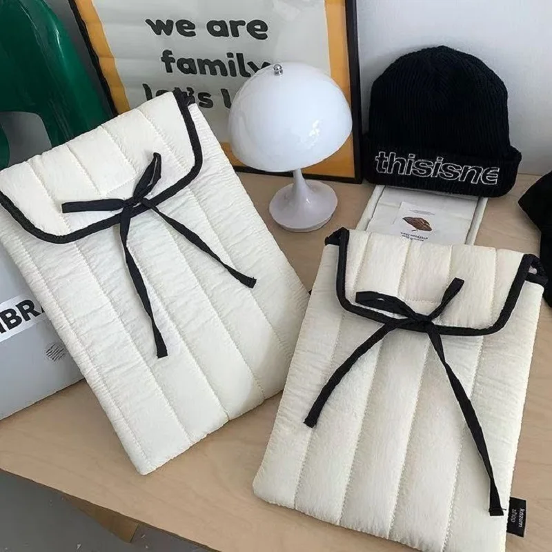 

Bow Knot Tablet Sleeve Bag For IPad Pro 9.7 11inch Laptop Sleeve13.3 14Inch For Macbook XiaoMi Samsung Huawei Quilted Tablet Bag